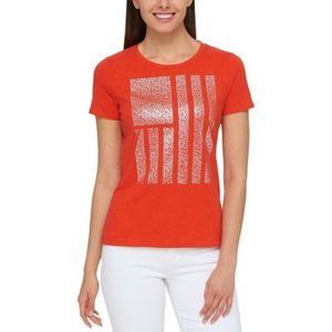"TOMMY HILFIGER" RED METALLIC GRAPHIC PREPPY COASTAL MARINE TEE TOP SIZE: M NWT